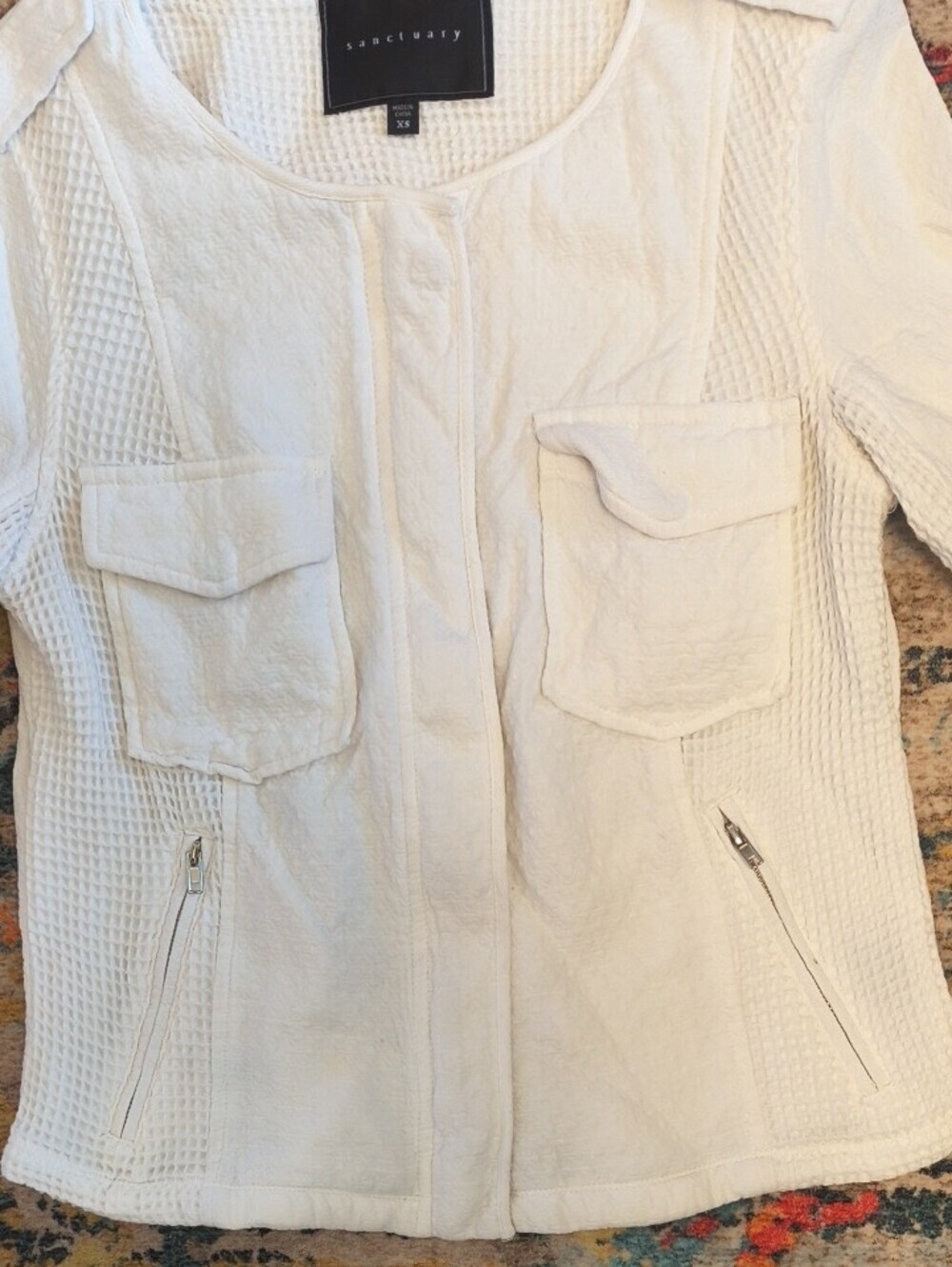 Sanctuary White Textured Pocket Blazer - Picture 3 of 6
